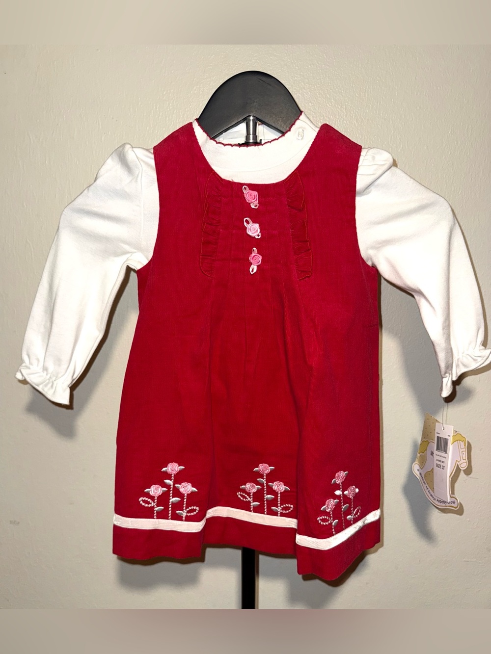 Little Bitty brand classic two piece toddler holiday dress, size 2T, NWT